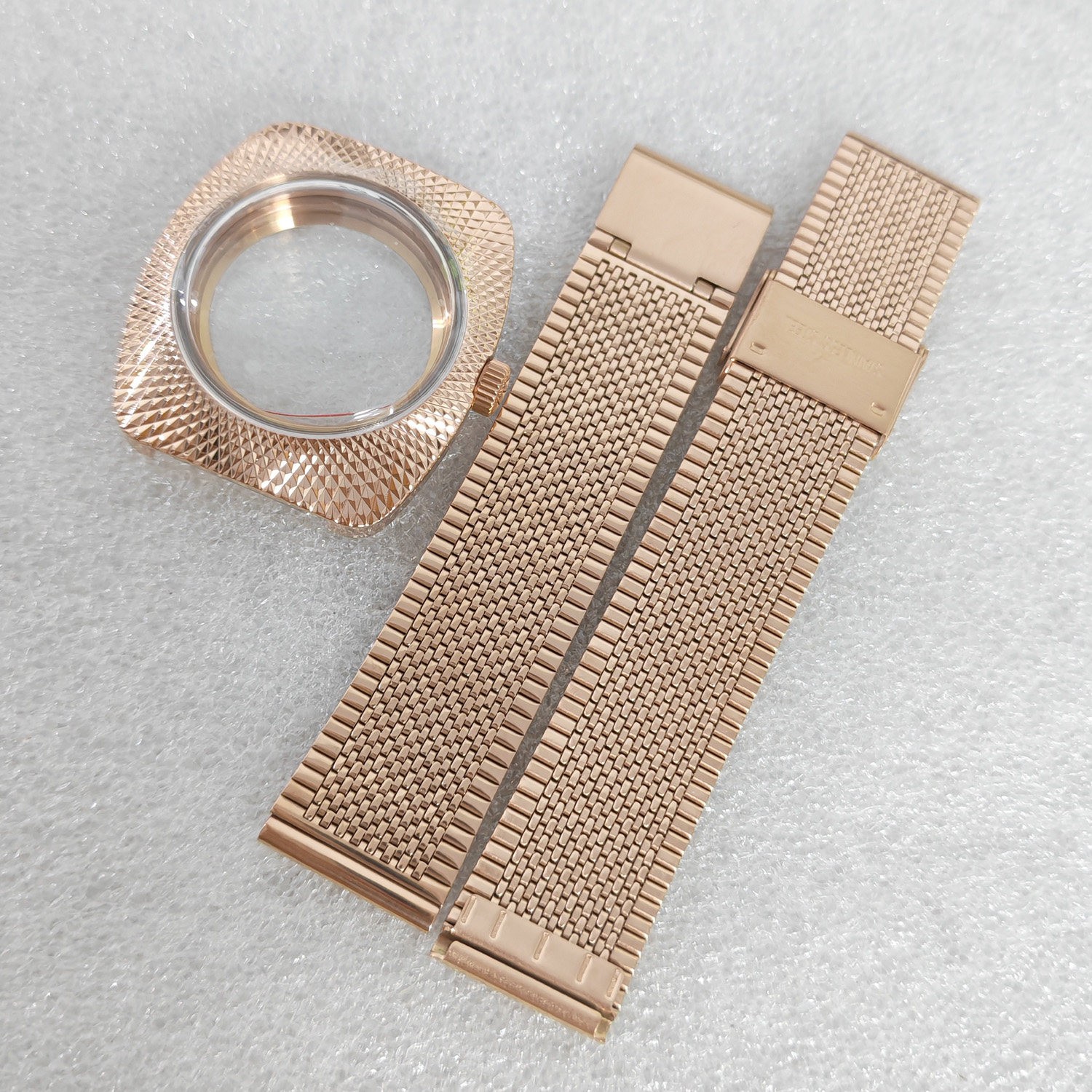 Watch Part Geometric Watch Case & Strap Assembly 36.5mm Fit NH35 NH36 Movement