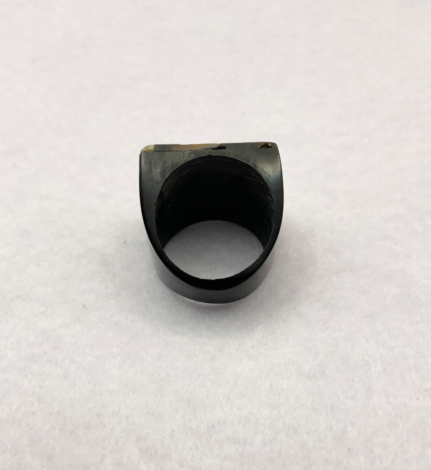 Vintage Ring Paua Abalone Black Square Plastic Resin Mexico Size O