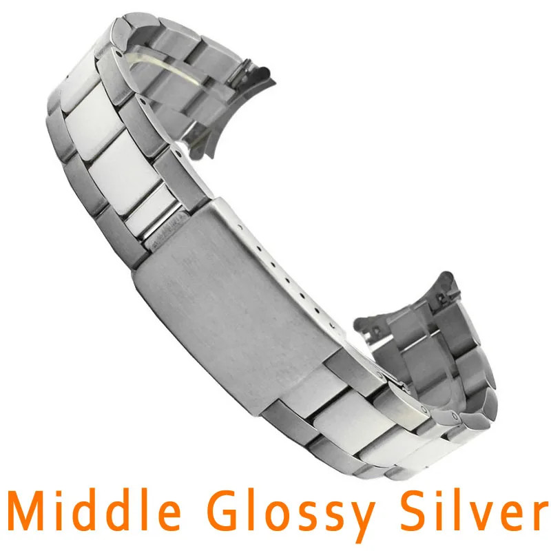 Stainless Steel Curved End Watch Band 13mm 17 18 19 20mm 21mm Metal Watch Strap