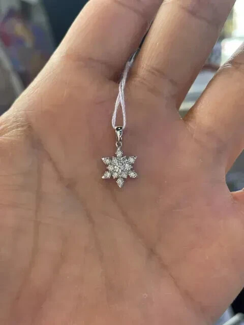 1.20Ct Round Cut Lab Created Diamond Snowflake Pendant 14K White Gold Plated
