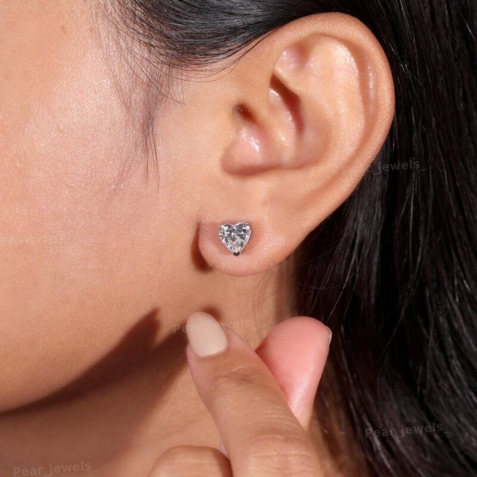 2.00 Ct Heart Lab Grown Diamond Earrings 14k White Gold IGI Certified