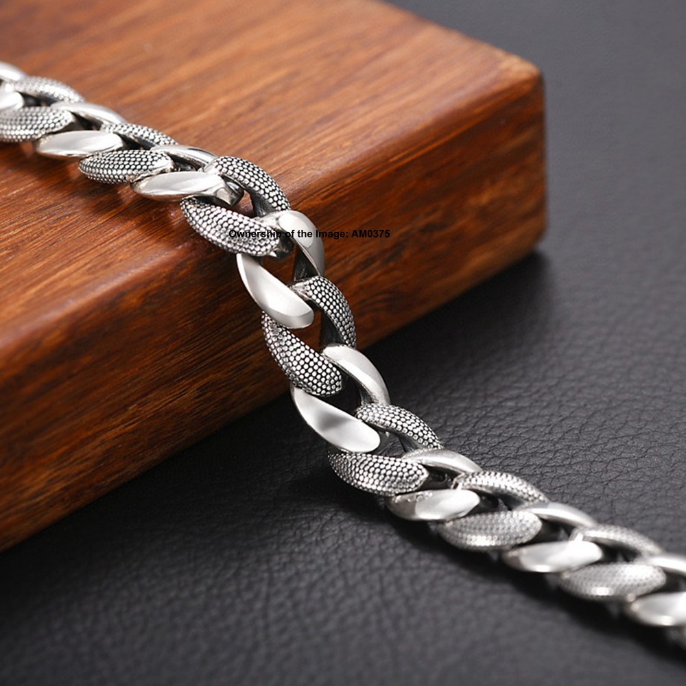 Real S925 Sterling Silver Bracelet 10mm Curb Link Bracelet For Men 7.1-8.7inch