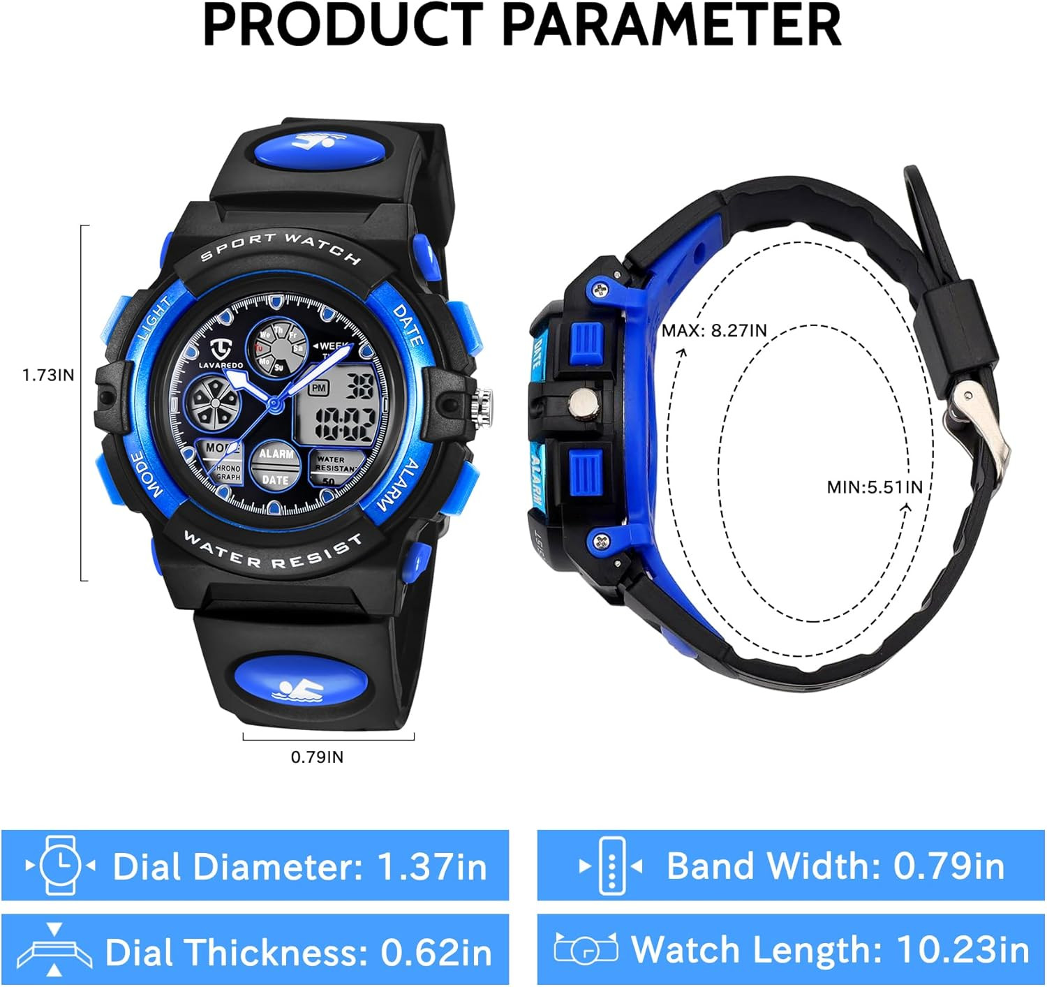 Kids Watch for Boys and Girls Ages 5-15, Analog Digital Waterproof with Alarm Cl