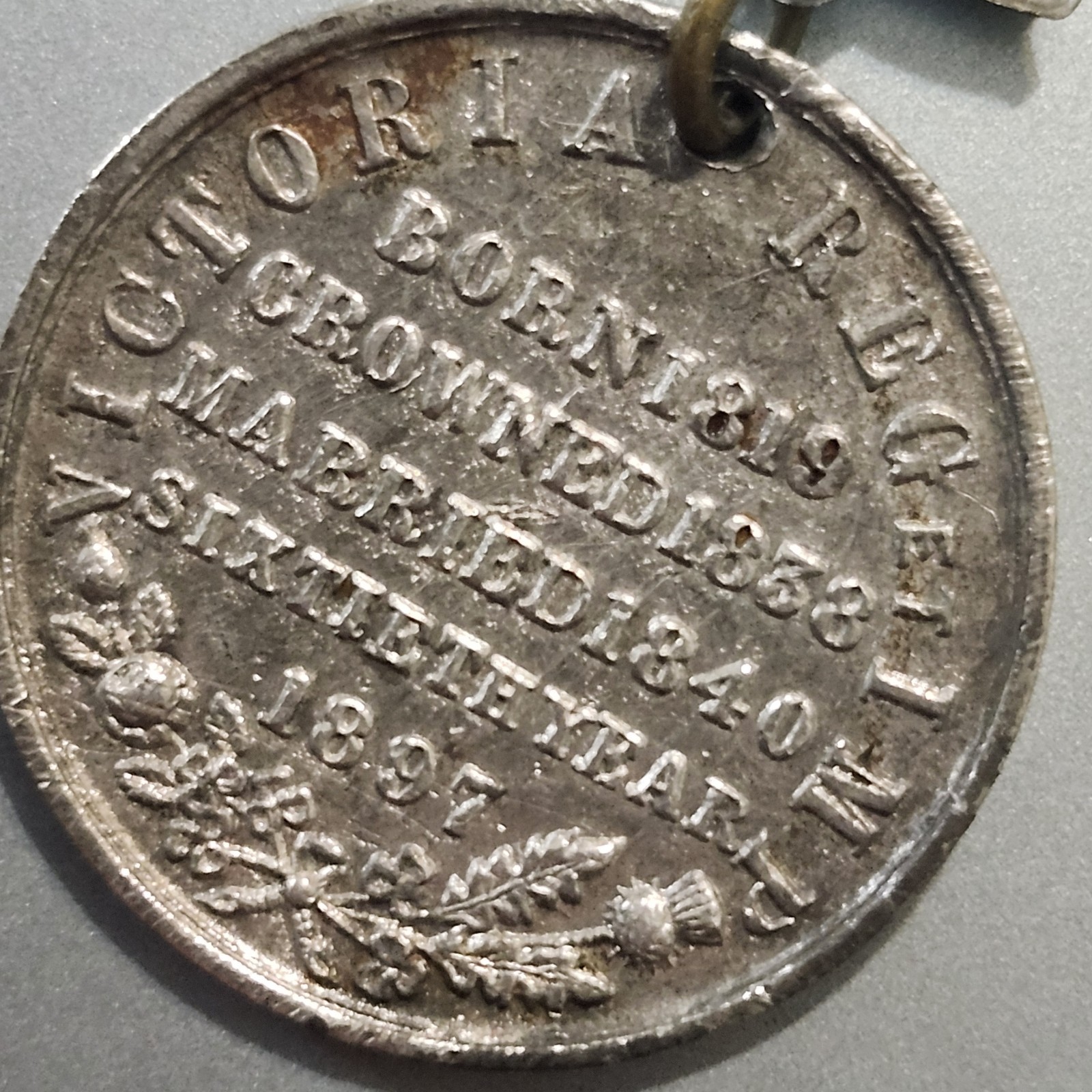 1837-1897 Queen Victoria Diamond Jubilee commemorative medallion crown pin