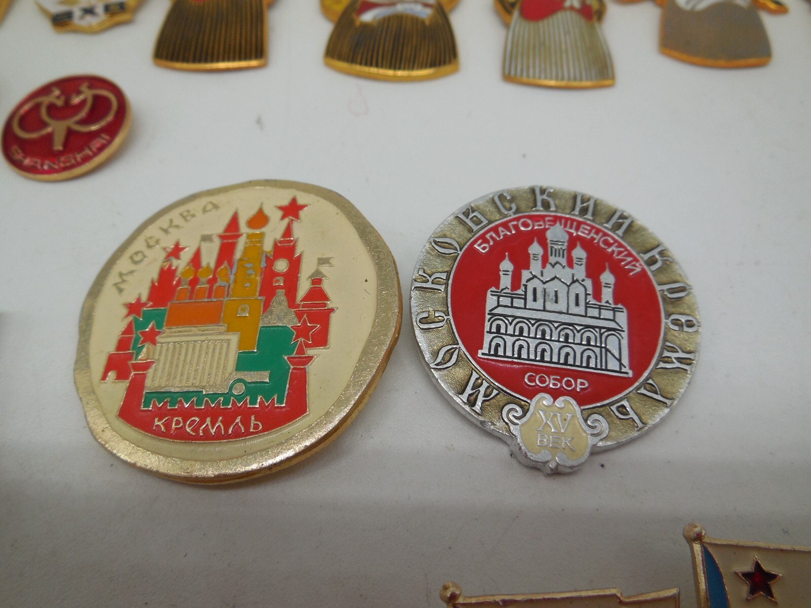 H12 Vtg Russian & Chinese Lapel Pins & Opera Mask Pendant lot Set Enamel