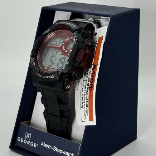 George Wristwatch Alarm Stopwatch – Brand New in Box – Red & Black – Digital.