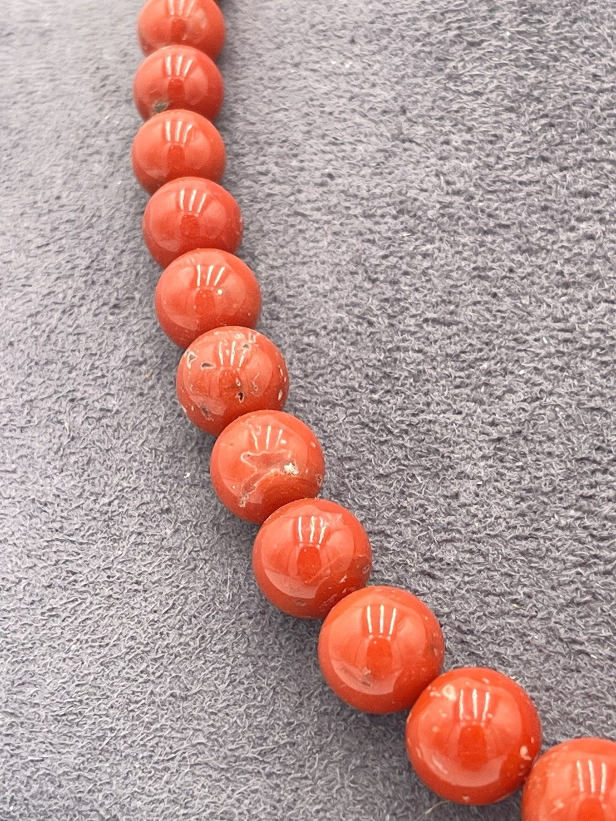 Natural Mediterranean Red Coral Necklace 7-12mm Silver Clasp – 47cm