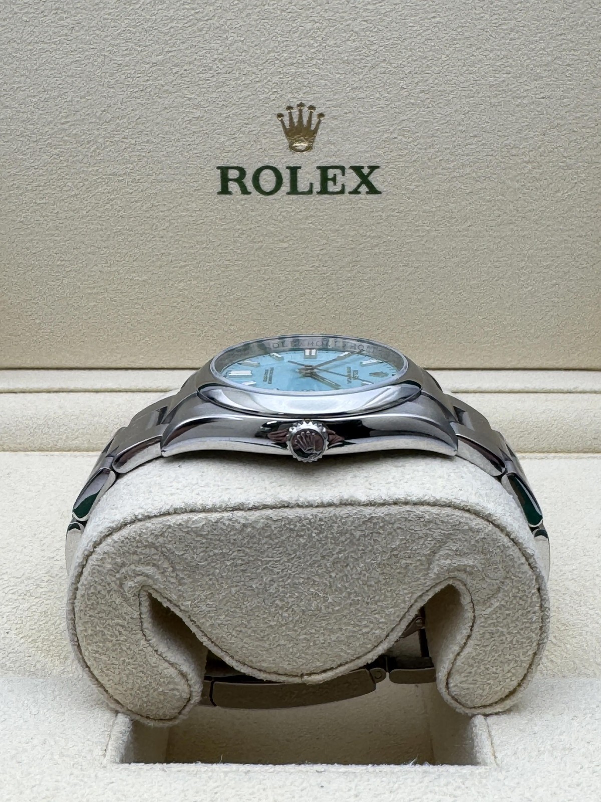 Rolex Oyster Perpetual 114300 39mm Custom Turquoise Dial Box Papers 124300 Style