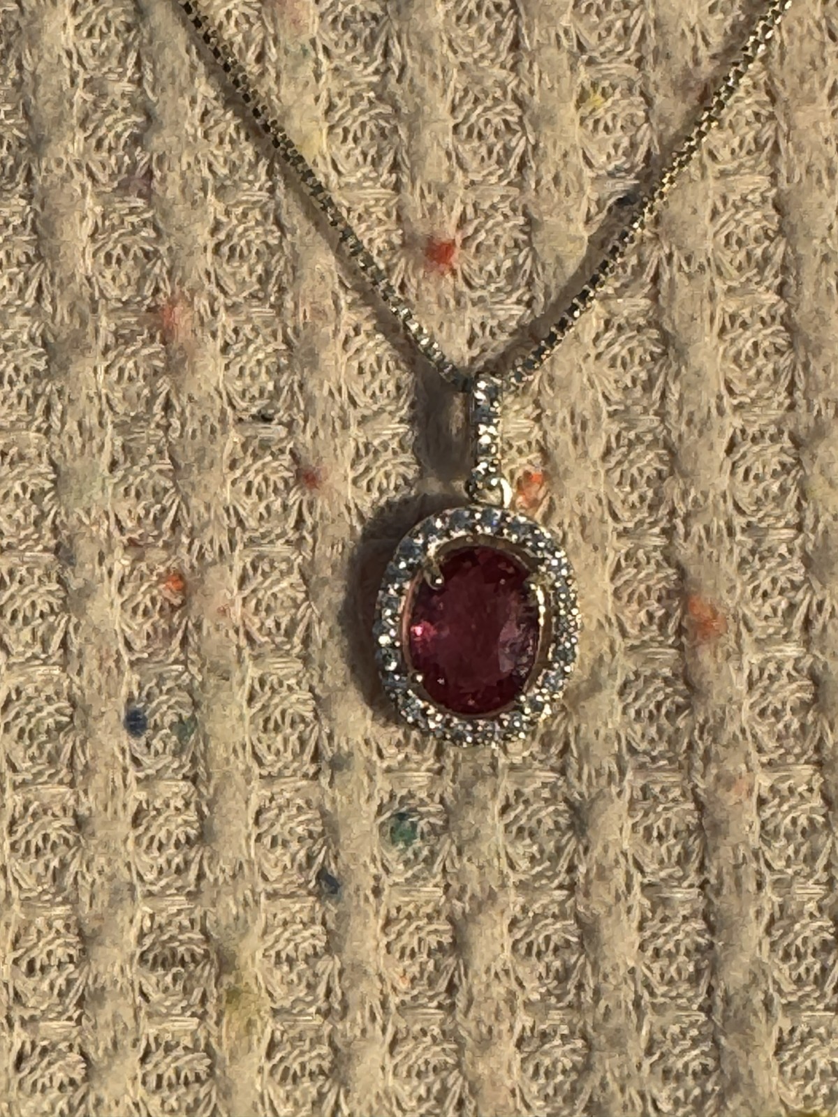 Rich Purple Pink RUBELLITE PENDANT NECKLACE. 0.925 Silver, 1.67 Carat Oval. SI