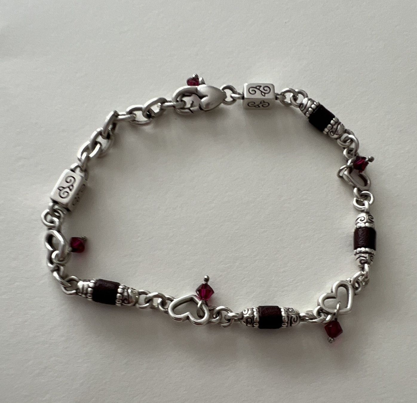 Brighton Heartsong retired piece with burgundy beads and lobster claw clasp.