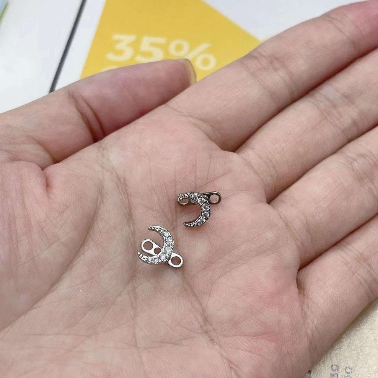 2Pcs 14G Cubic Zirconia Dermal Anchor Tops and Base Surgical Steel Dainty Cry…