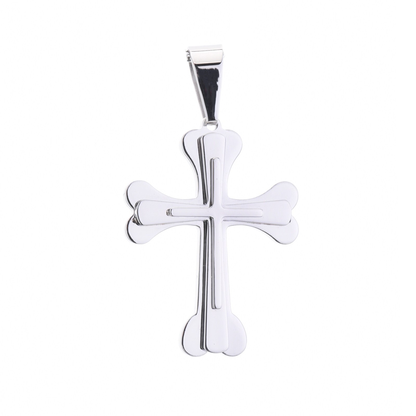Stainless Steel Cross Pendant in Silver Plated 4 mm 20″ 24″ 30″ Rope Chain 017