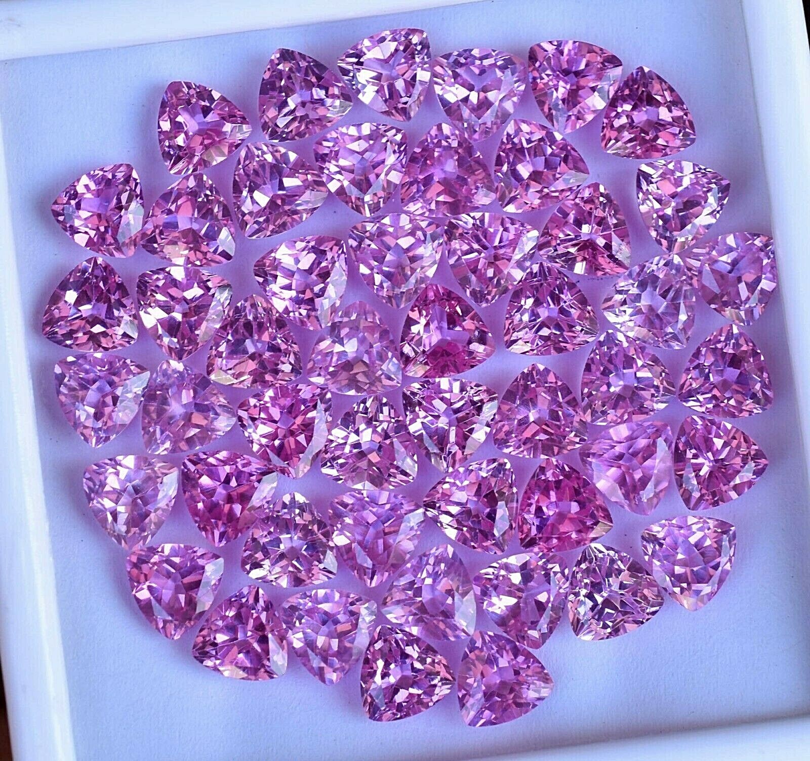 Natural 50 Pcs Mogok Pink Ruby Trillion 6.90 MM Certified AAA+ Treated Gemstone