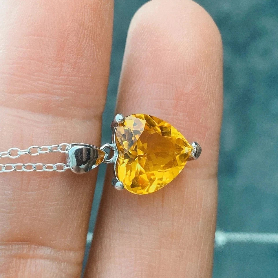 22.10 Ct Heart Cut Natural Citrine Sterling Sliver Pendant – Trending Gemstone
