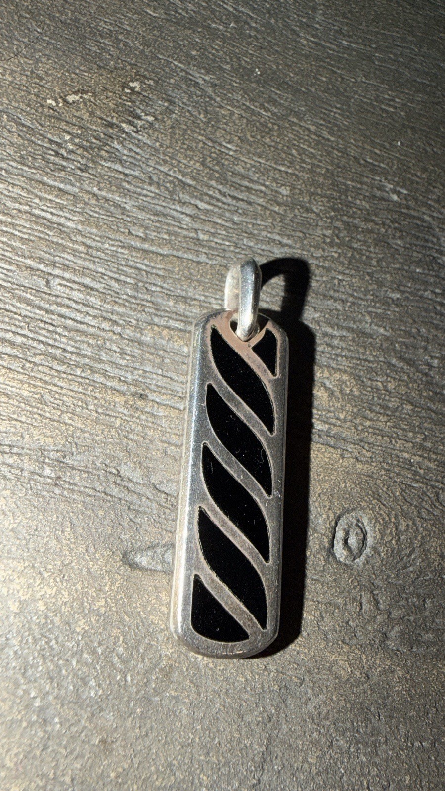 Rare Vintage David Yurman Chevron Tag Sterling Silver 925 Black Onyx Pedant
