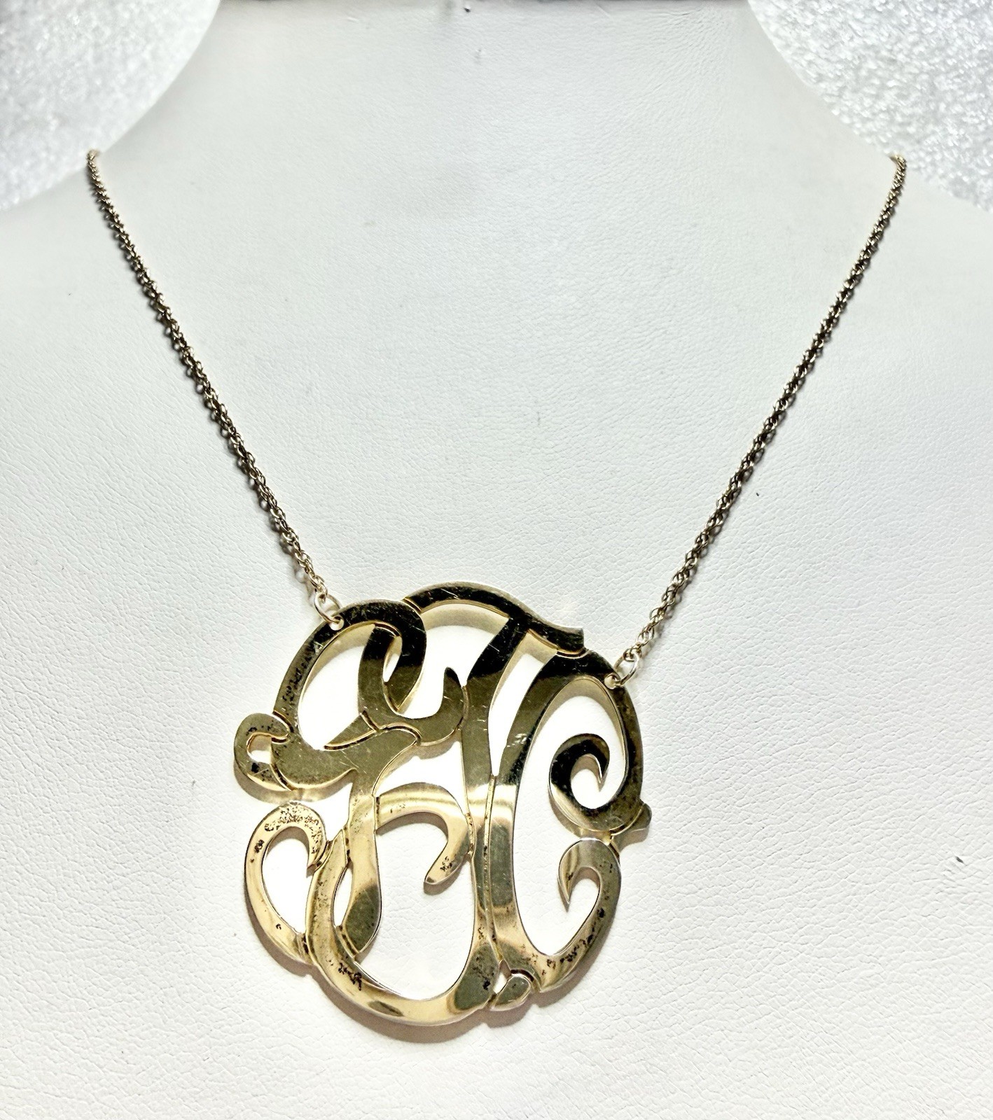 925 Sterling Vermeil JGC Monogram 18” Necklace – 5.59grams