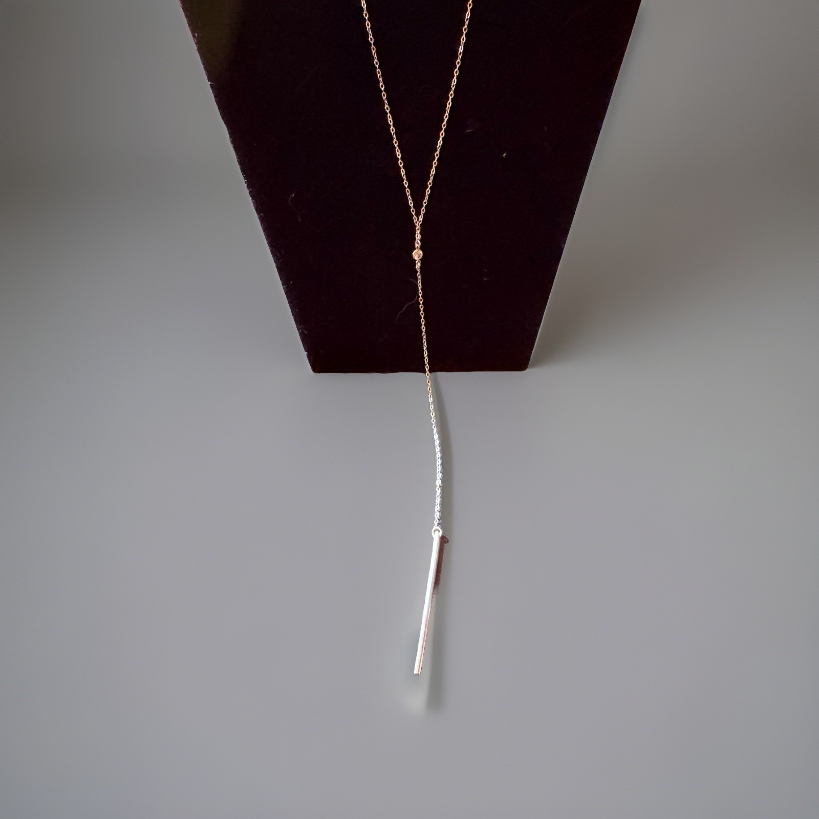 Sterling Silver Lariat Necklace Bar Pendant Minimalist Y Drop Modern Capsule