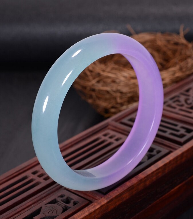Natural Lavender Blue Jade Jadeite circle flat Bracelet 56-66mm Jewelry