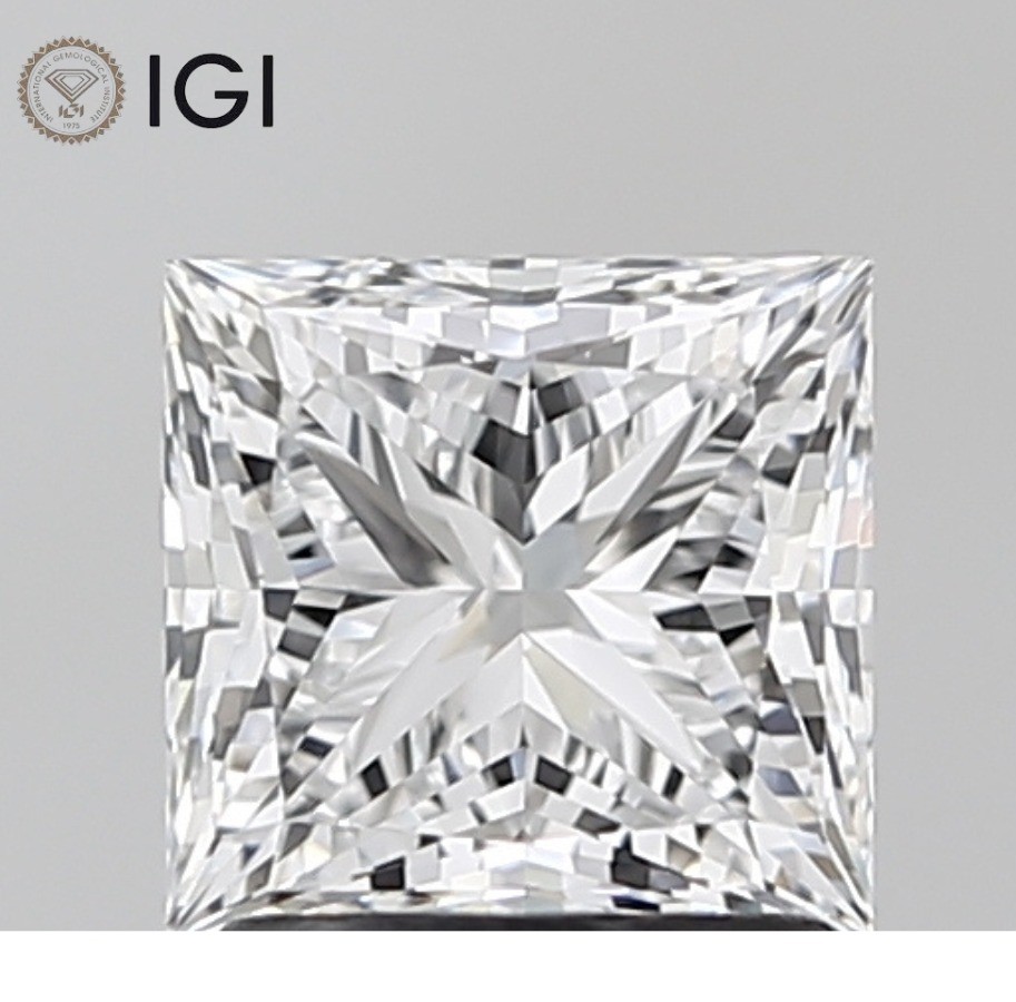 2 Ct Princess Cut IGI Certified Lab Grown CVD Diamond E Color SI1 Clarity Stone