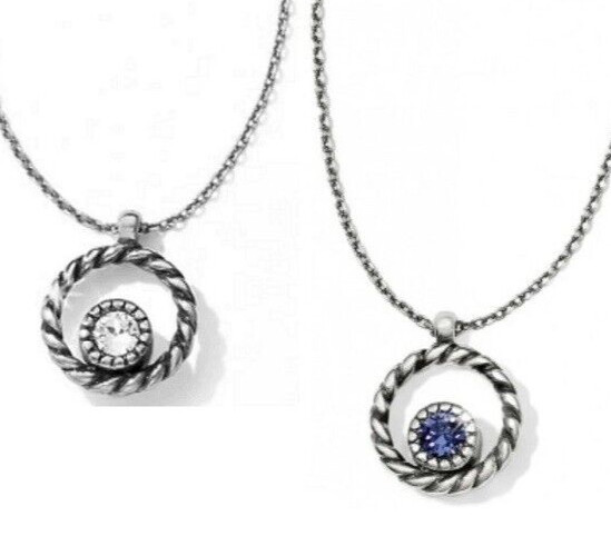 NWT Brighton HALO Purple Clear Reversible Crystal Silver Mini Necklace MSRP $42