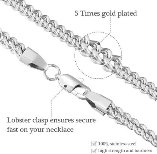 Unisex Stainless Steel Franco Link Chain Solid Square Box Necklace 2.5MM 4MM