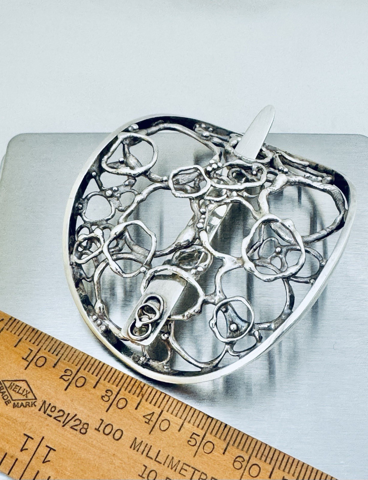 Jane Watling Lacock Solid Sterling Silver Hair Clip London 1986
