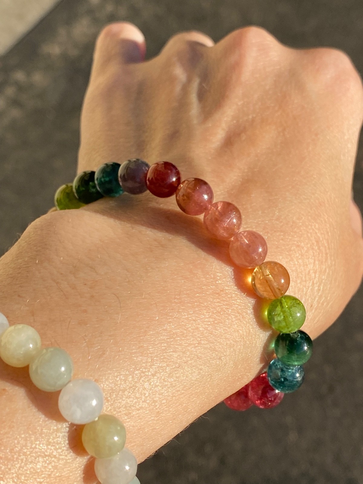 Certified Natural Multicolor Tourmaline Bracelet 8.4mm Rainbow Gemstone 6.5″