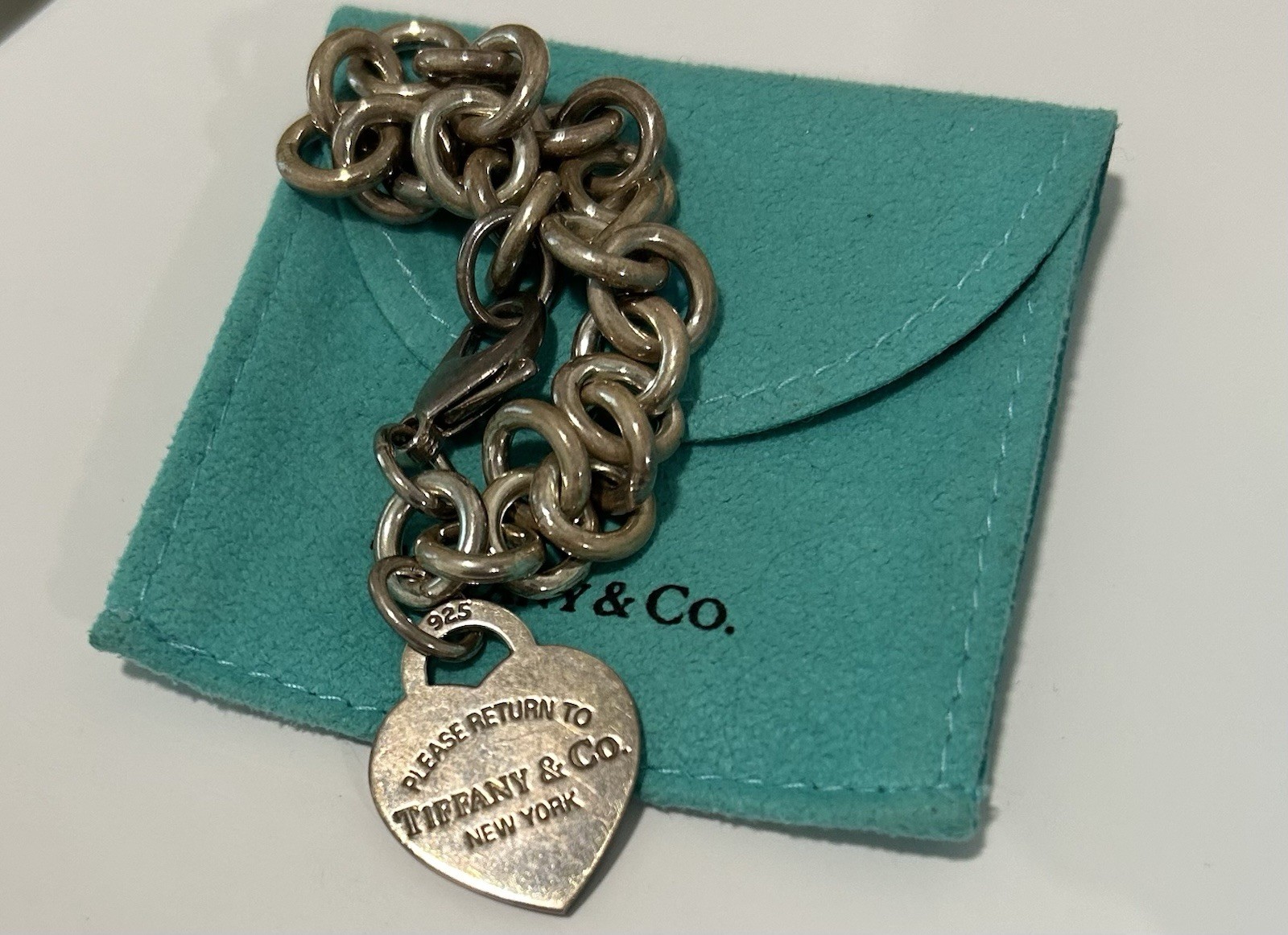 Tiffany & Co. Return to Tiffany Heart Tag 925 Silver Cable Bracelet