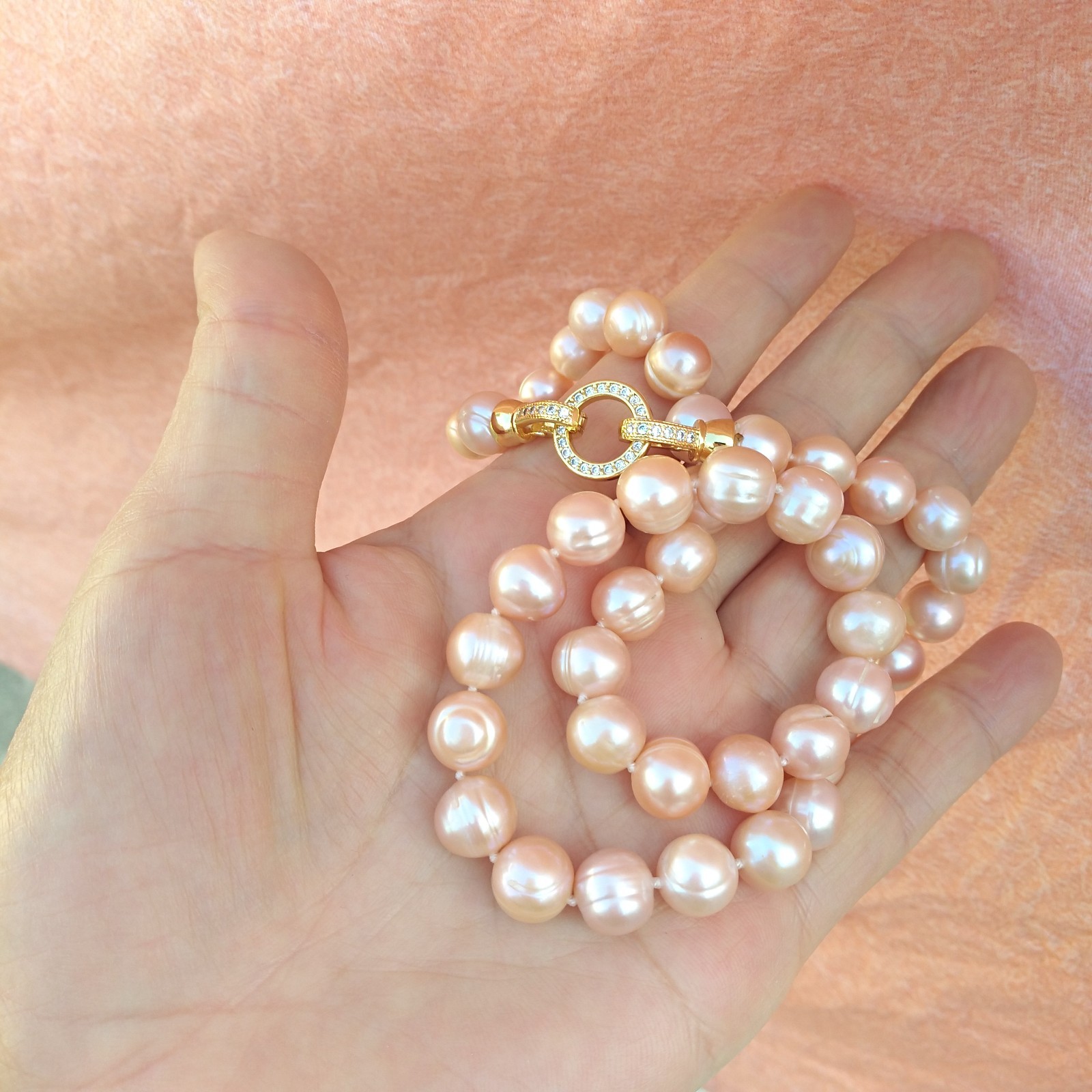 20inch Gorgeous Natural AAA 10-11mm South Sea Light pink Pearl Necklace