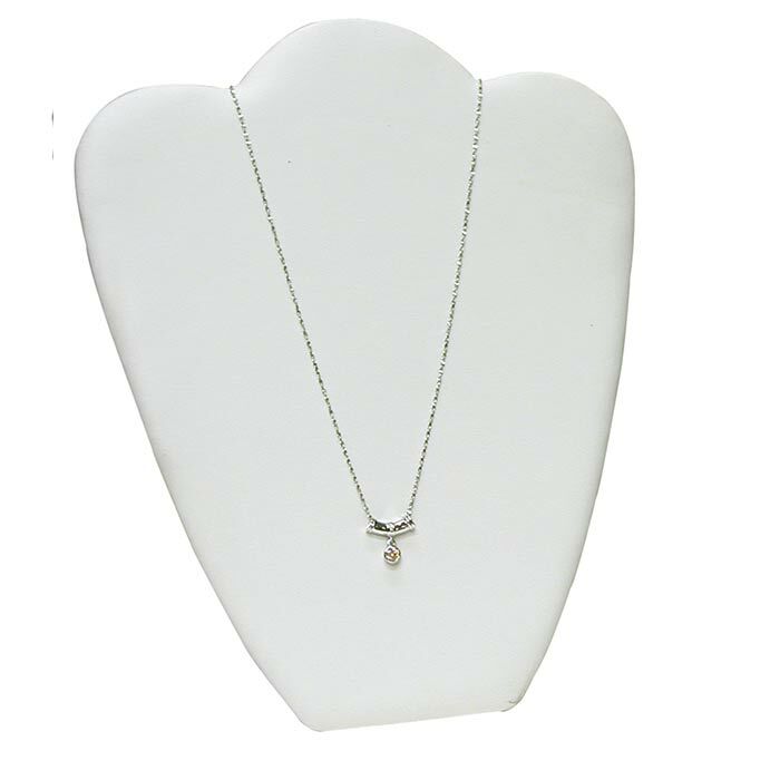 White Leatherette Necklace Chain Jewelry Display Holder Padded Easel Stand