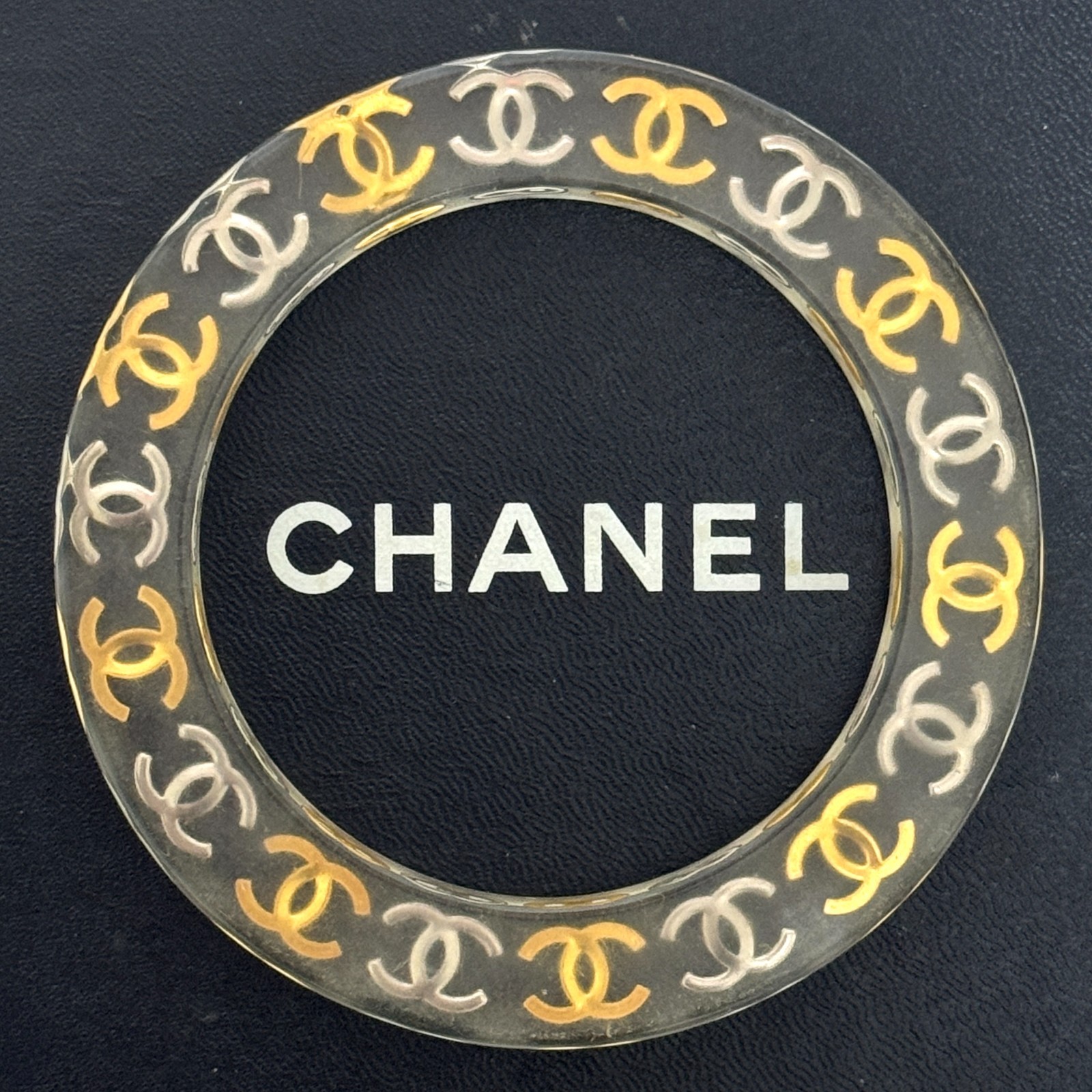 CHANEL 97P Coco Mark CC logo Bracelet Bangle plastic Accessory Authentic JAPAN