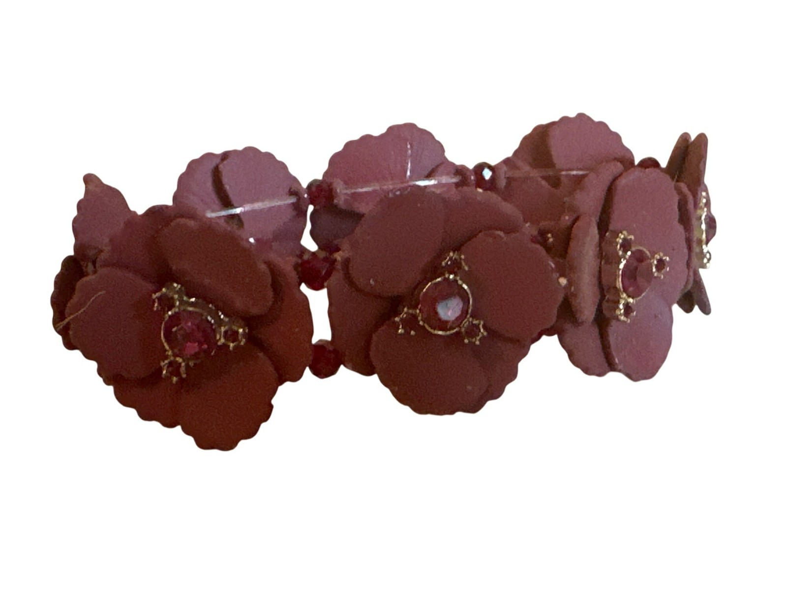 Ann Taylor Jewelry Set Necklace Bracelet Flowers Rhinestones Beaded Career Chic