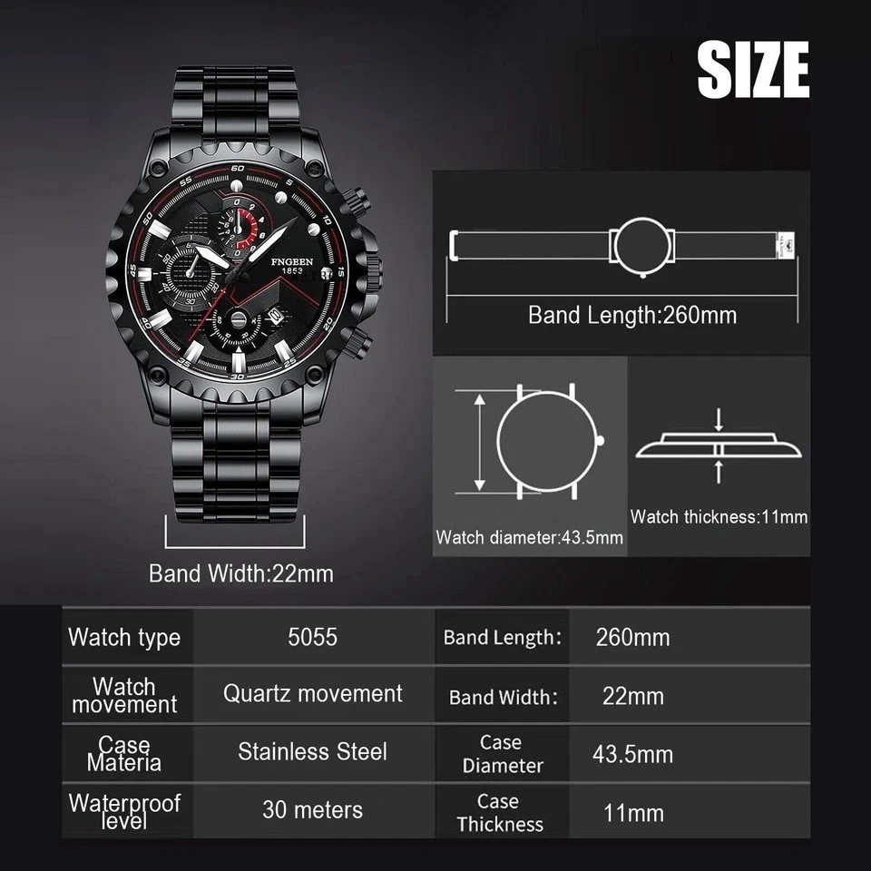 Men’s Waterproof Luxury Watch Stainless Steel Quartz Luminous Classic Wristwatch