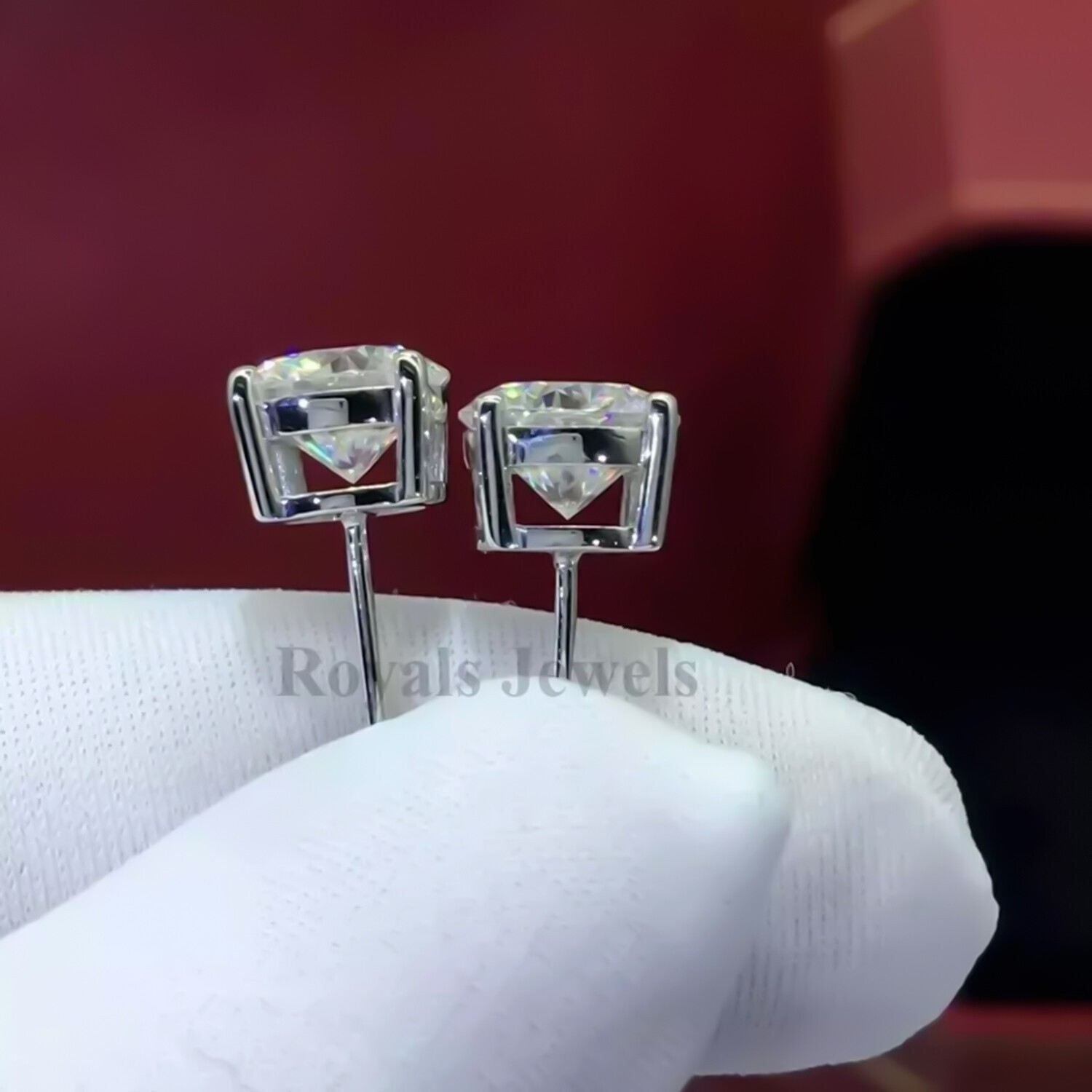 4.40 Ct White Round Diamond Stud Earrings In 14k White Gold Certified Sparkle