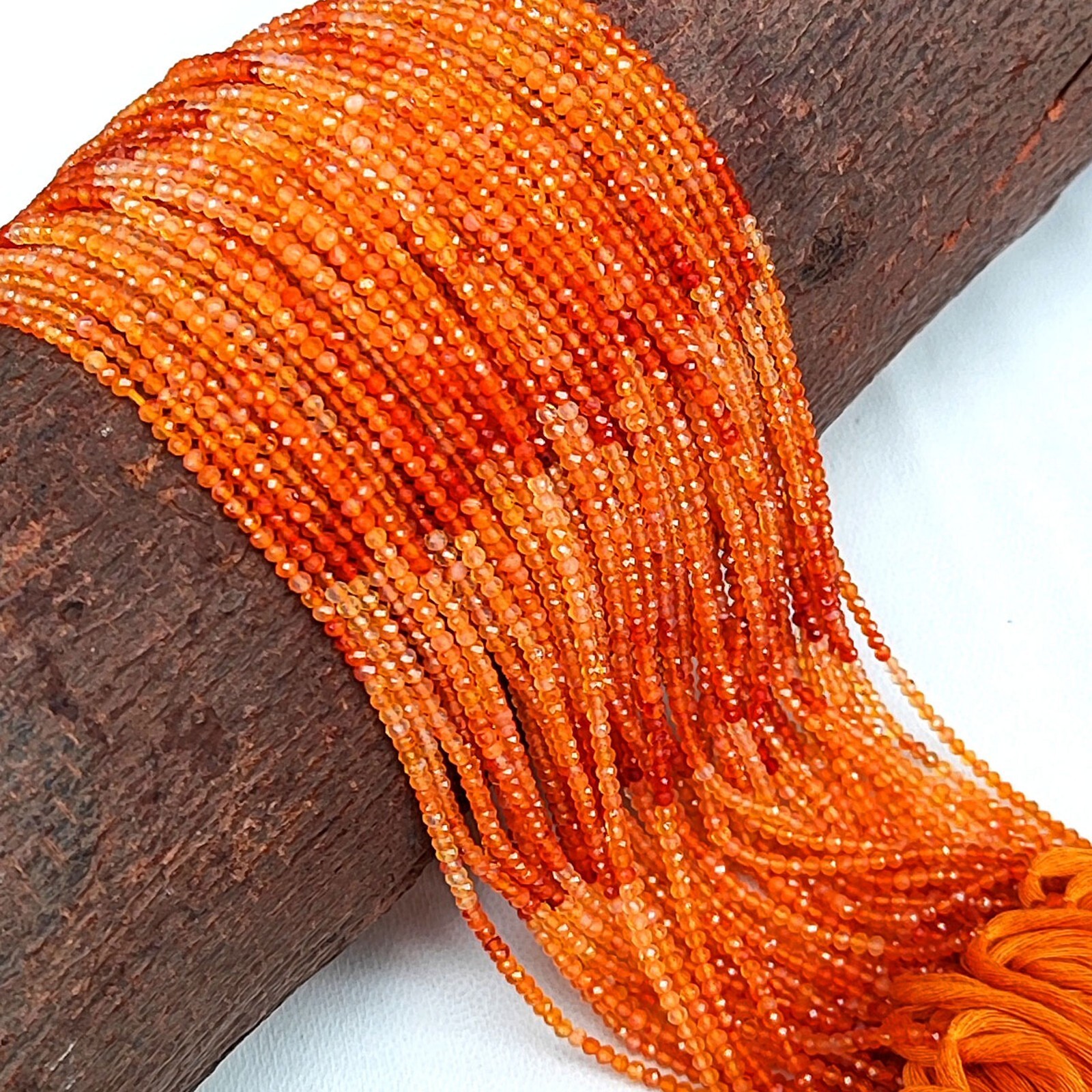 Natural Orange Carnelian Gems 2.5 mm Size Faceted Round Spacer Beads 14″ Strand