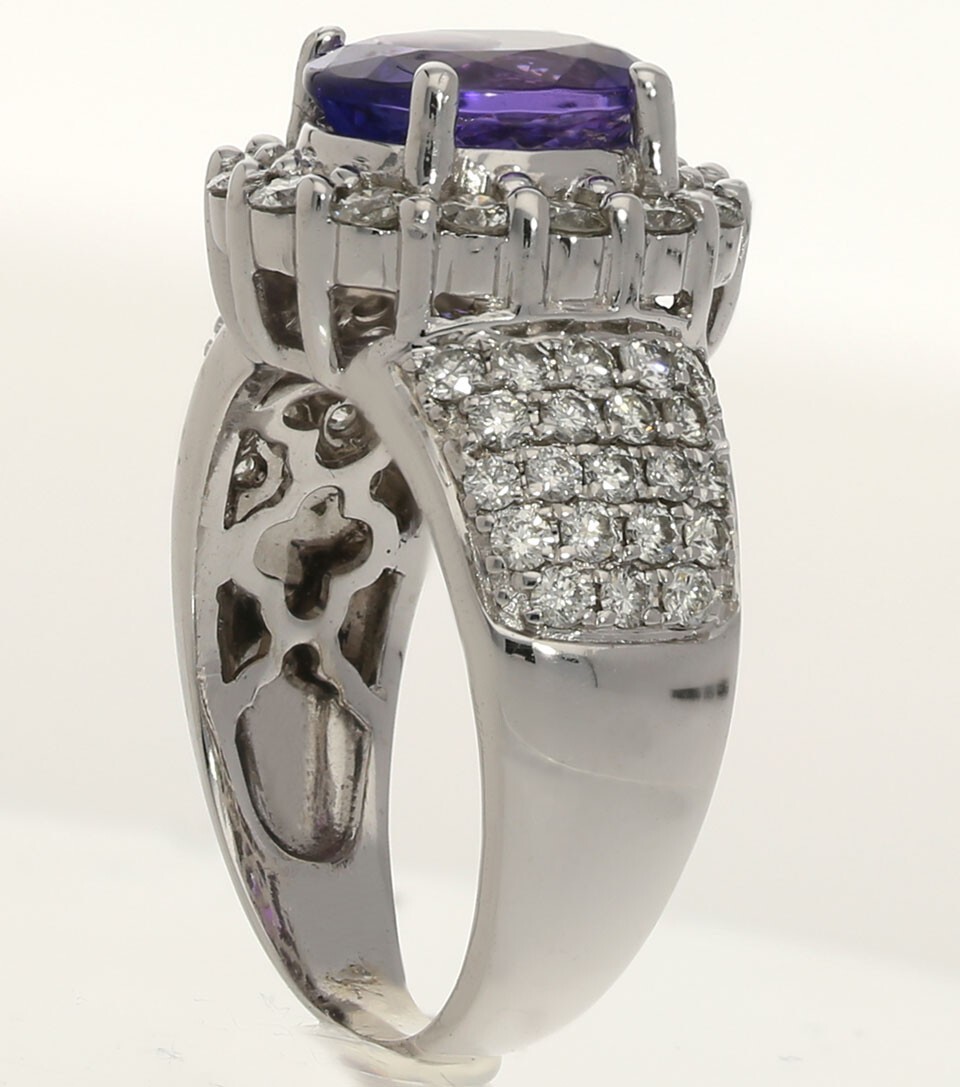 Diamond Tanzanite Halo Event Ring 3.17CT 14K White Gold Size 6.5