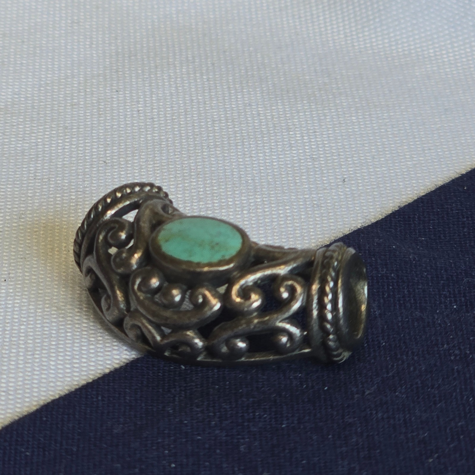 Sterling Silver Slider Charm 8.05g Fine Jewelry Turquoise look *READ*