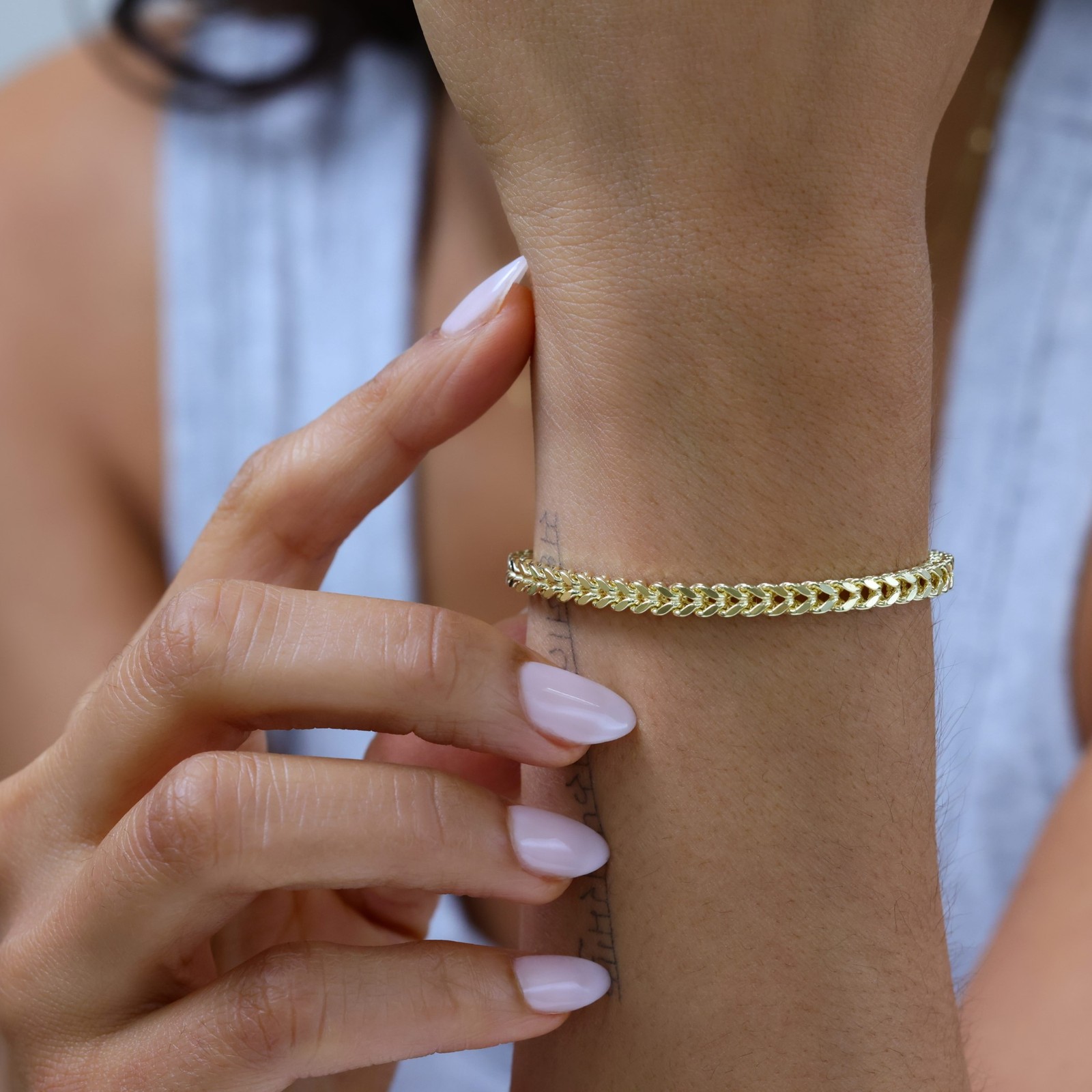 14k Yellow Gold 4mm Franco Box Bracelet Chain Mens Womens 7″ 7.5″ 8″ 8.5″ 9″