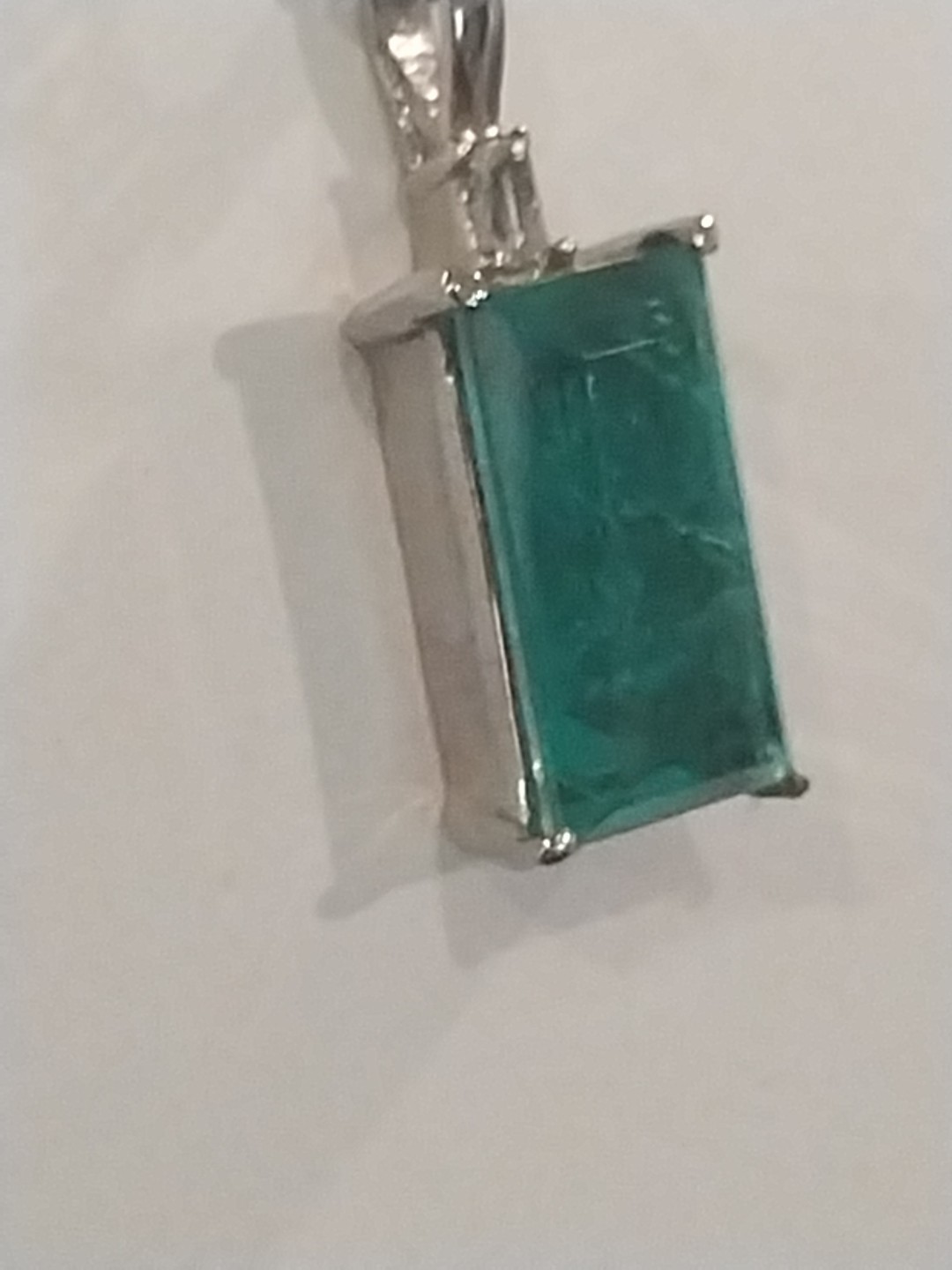 Emeraldine Quartz, White Topaz Pendant Necklace (20″)/ Stainless Steel 4.90= TCW