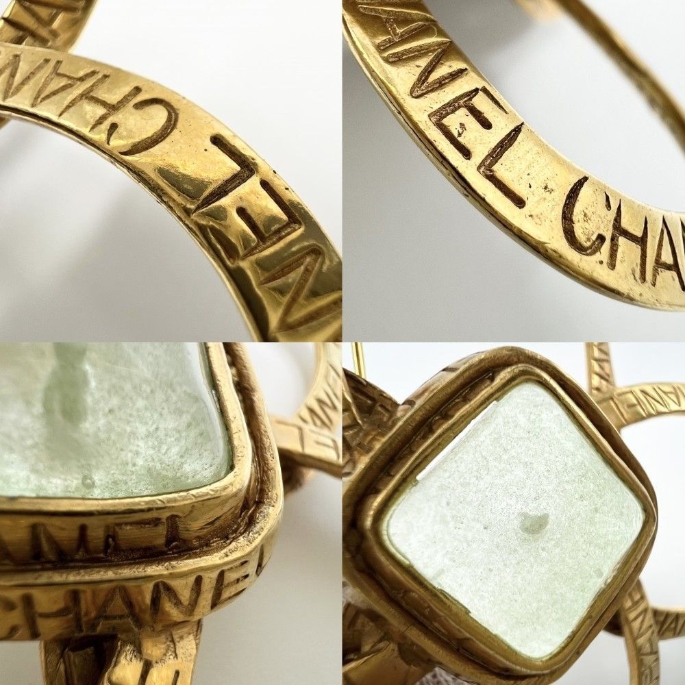 Vintage CHANEL 96P Gripoix Pin Brooch 2.8 inches Gold Plated in Rare