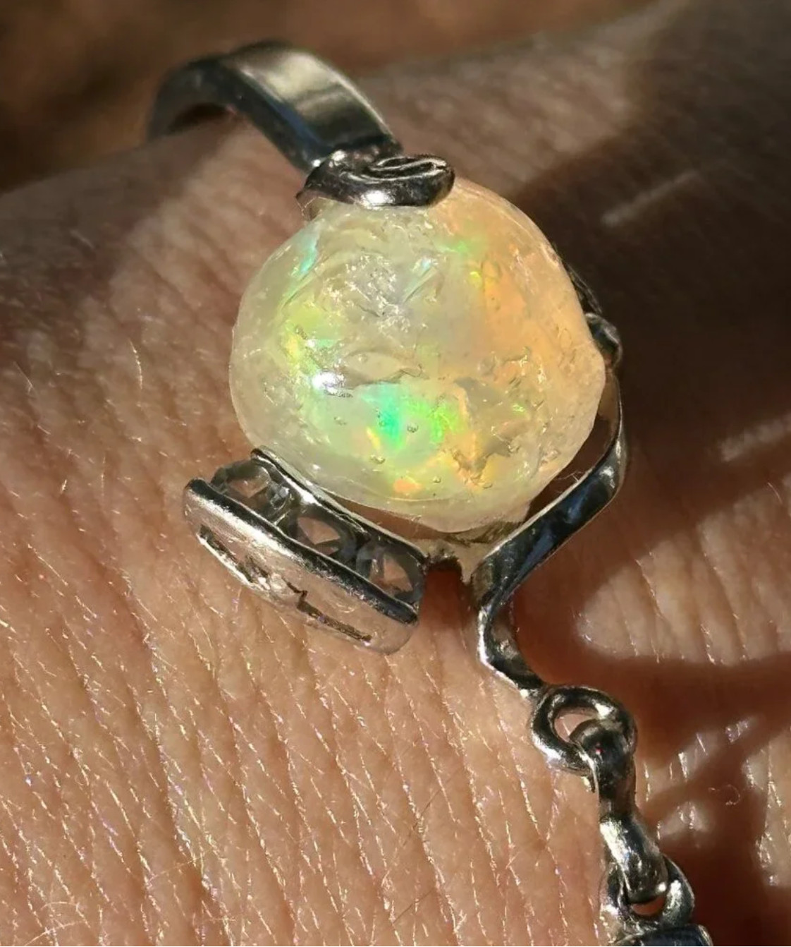 Vintage HUGE Seven Carat Opal Cuff Bracelet
