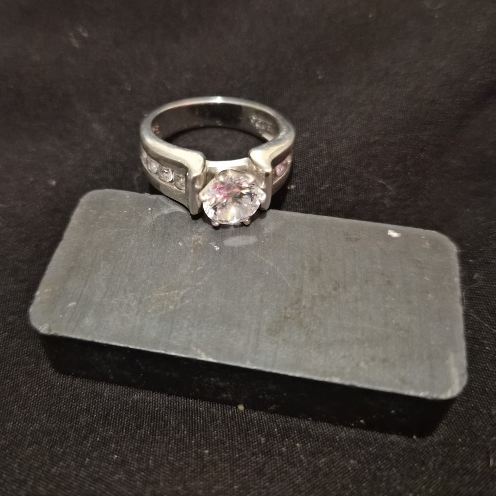 925 Marked Silver Engagement Ring.