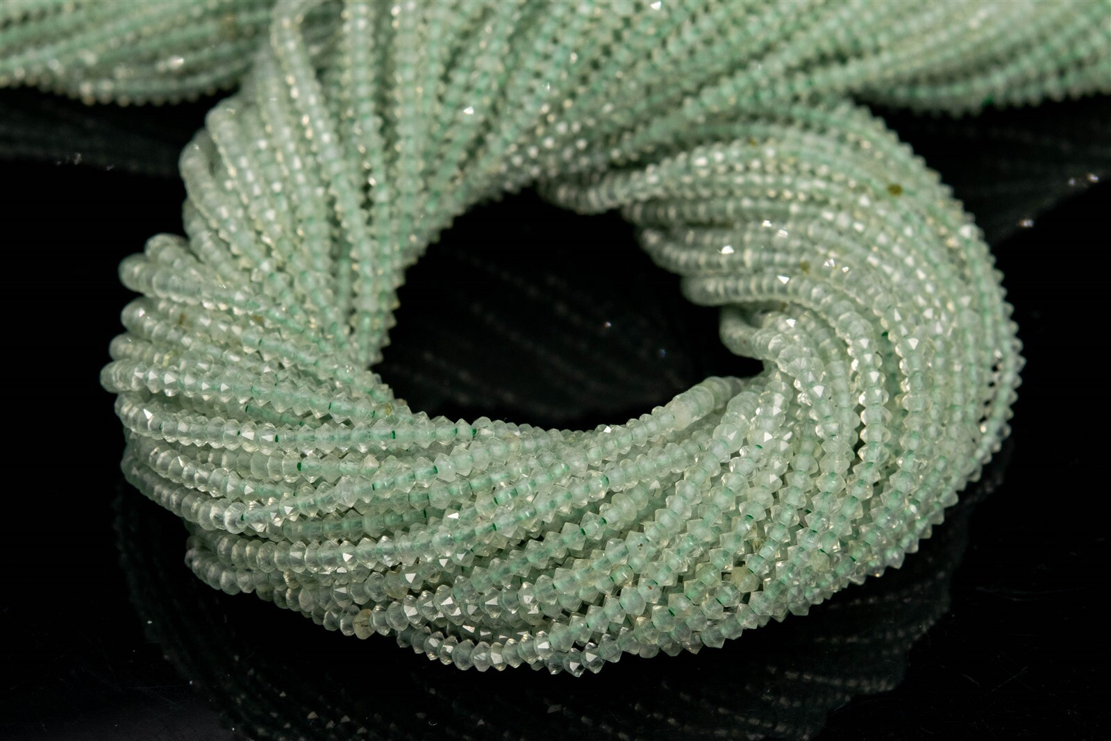 2x1MM Genuine Natural Prehnite Beads Grade AAA Faceted Rondelle Loose Beads 15″