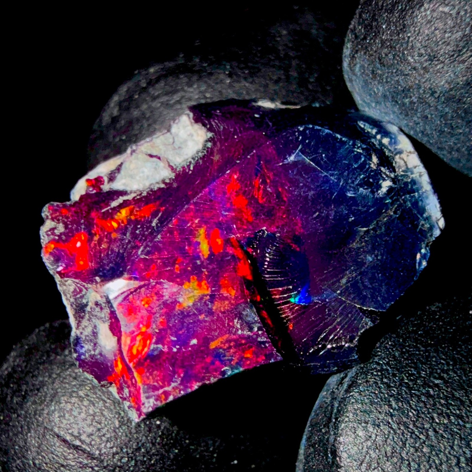 10 Ct Black Ethiopian Opal Rough, Jewelry Grade Welo Opal Rough, Multi Fire Opal