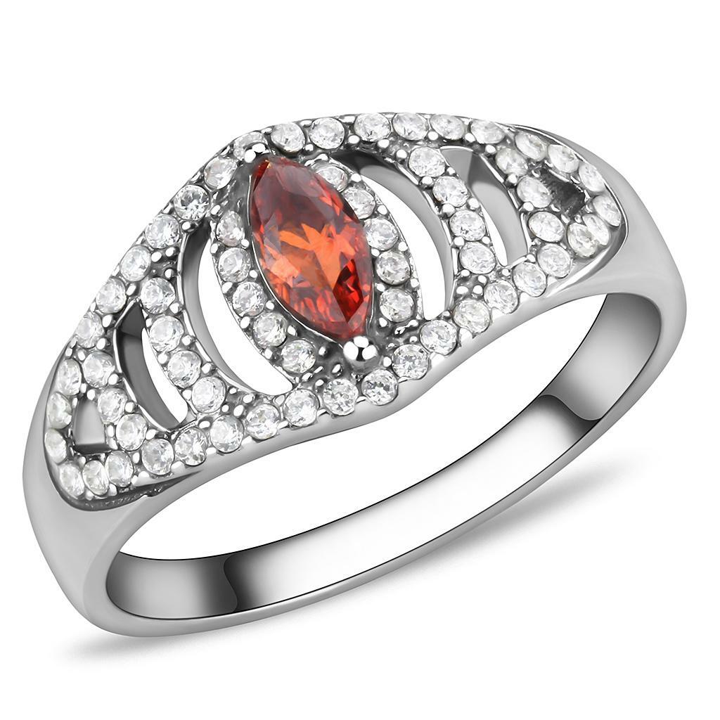 DA123 – High polished (no plating) Stainless Steel Ring with AAA Grade CZ in
