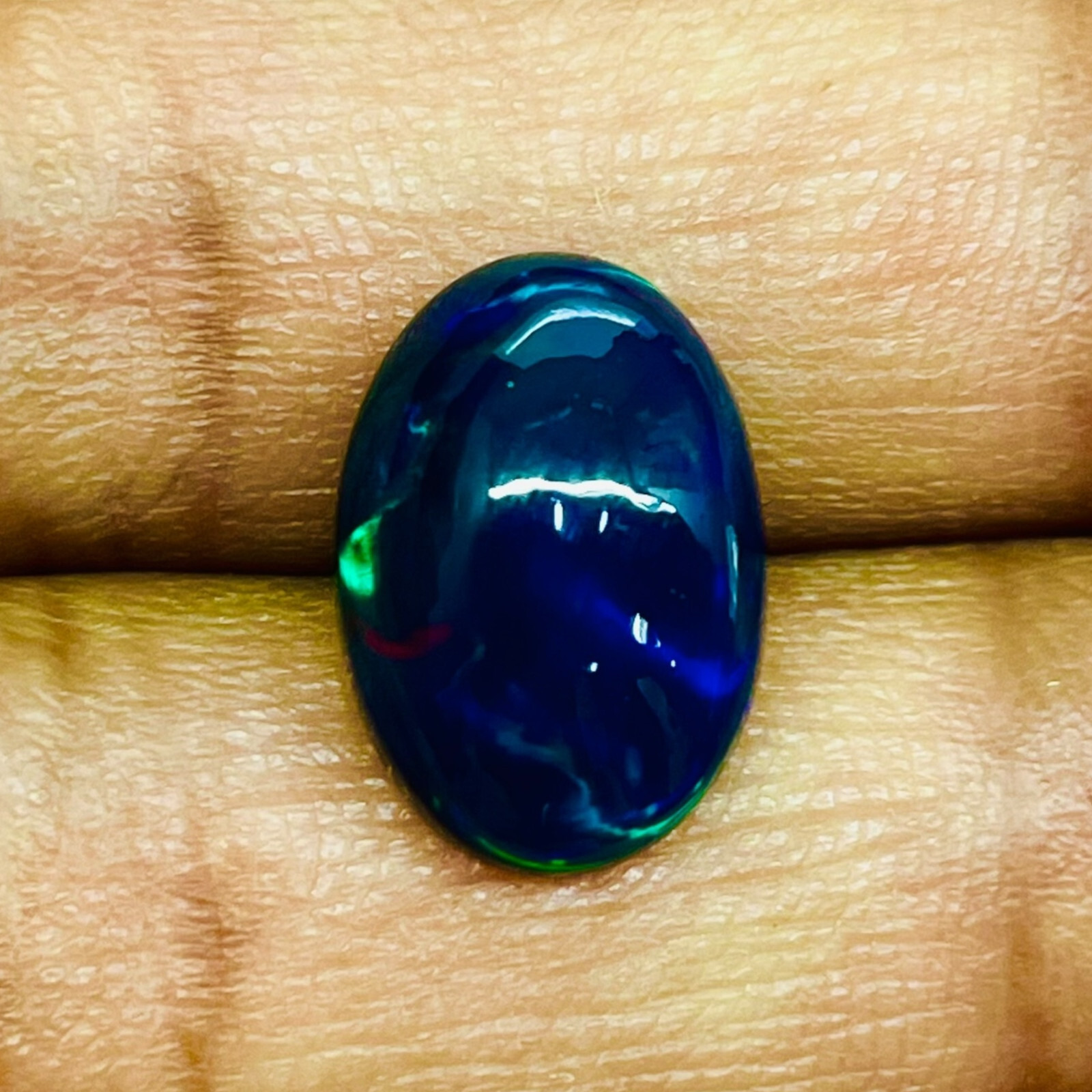 3.34 Cts Natural Ethiopian Black Opal 13.5×9.5mm Oval Cabochon Loose Gemstone