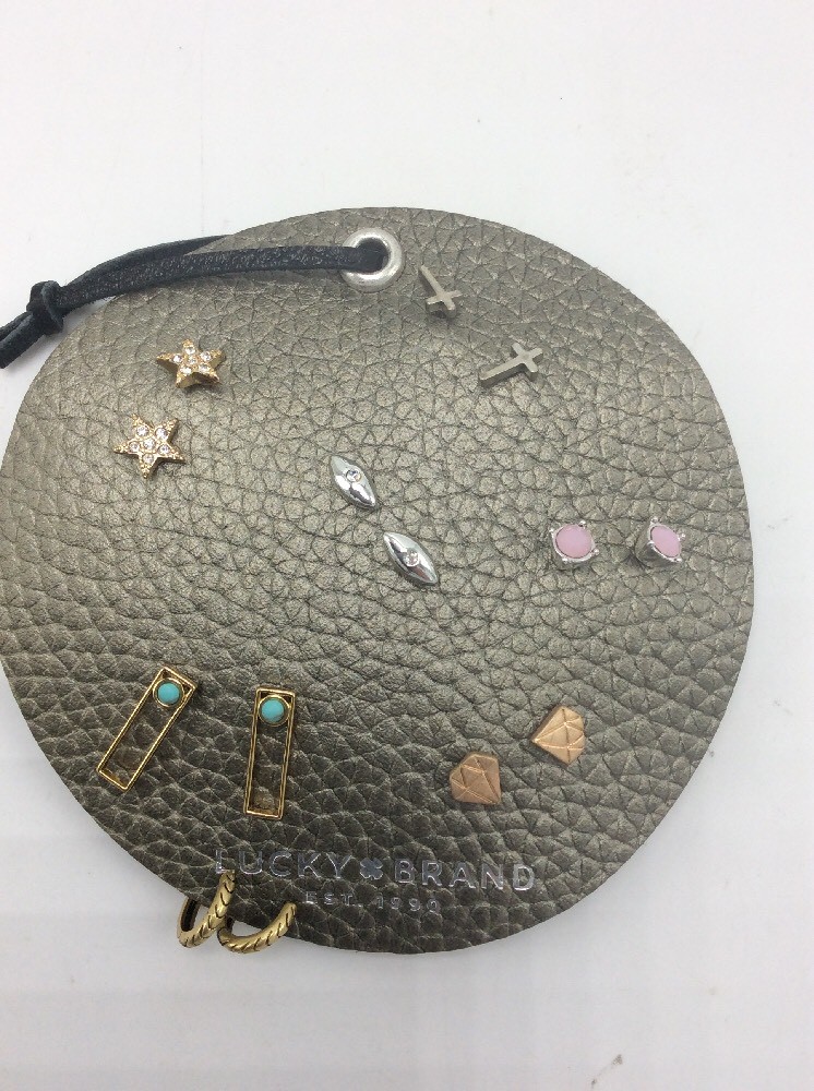 $45 Lucky Brand 7 Pair Earring Stud Boho Star Cross Turquoise KITCHEN SINK 370b