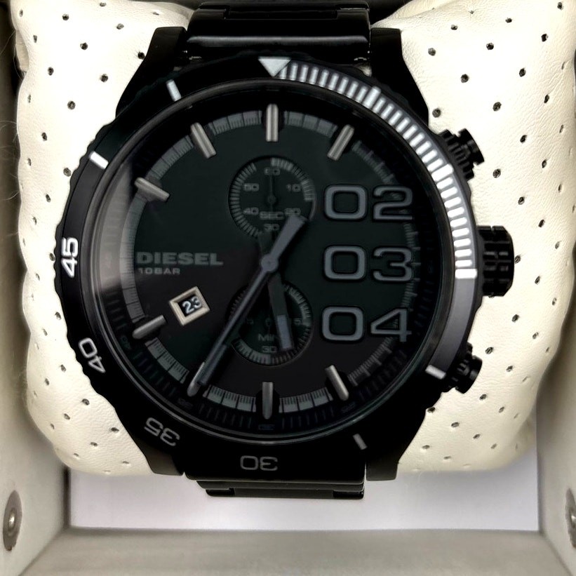 Diesel DZ4326 Men’s Double Down Chronograph Black Stainless Steel Watch NWOT