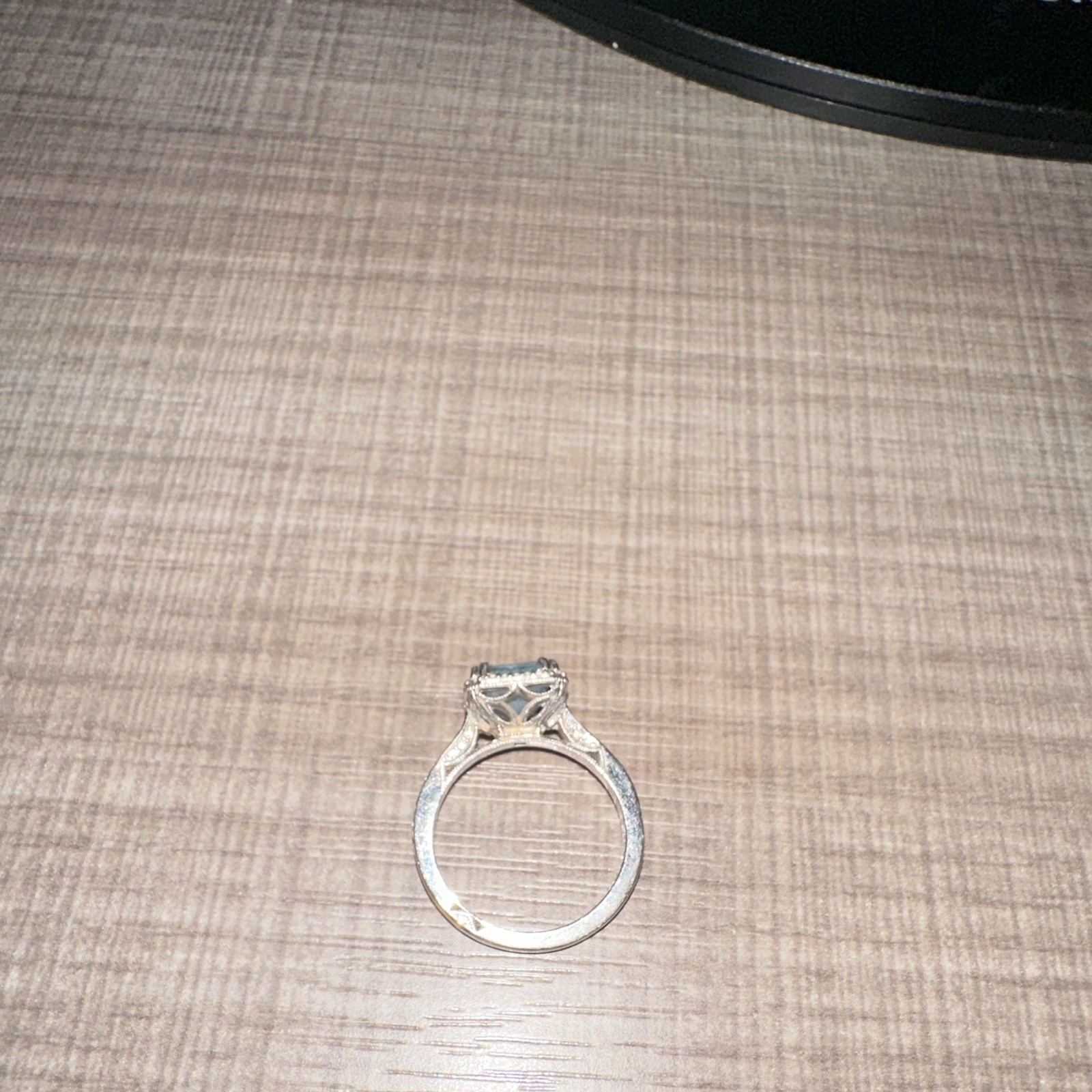 Tacori Platinum Aquamarine Blue Engagement & Wedding Ring Set Size 7