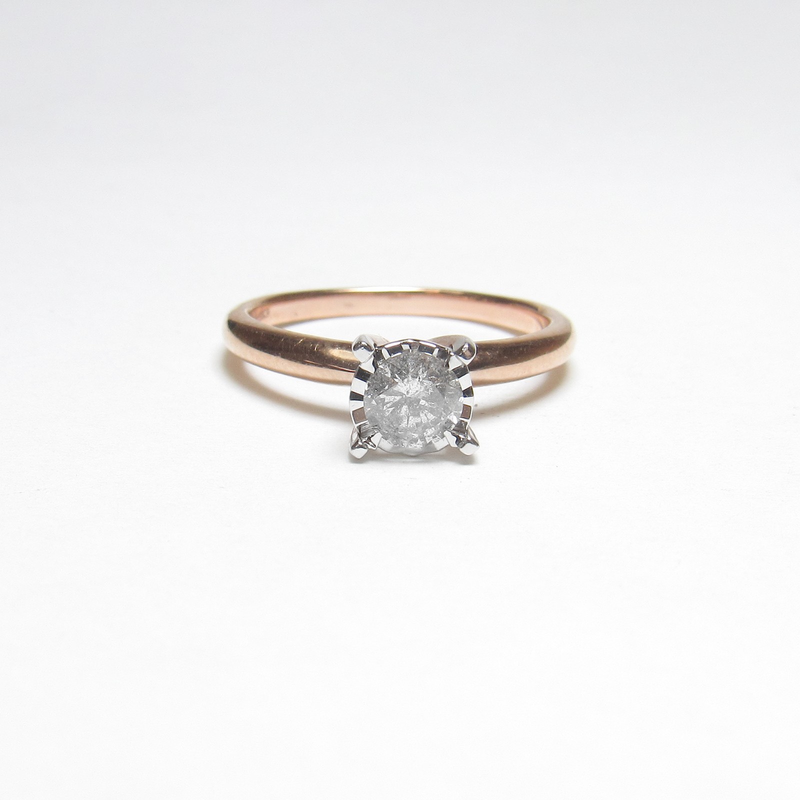 ALLURE GEMS 10K Rose And White Gold 0.42 Ct Natural Brilliant Cut Diamond Ring